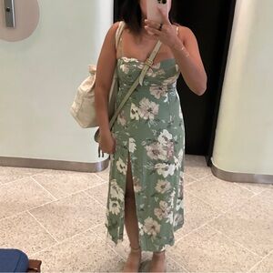 The A&F Camille Midi Dress Green Floral XS